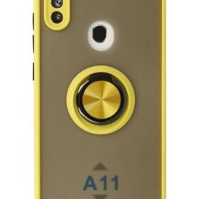 Samsung Galaxy A11 Kılıf Montreal Yüzüklü Silikon Kapak - Sarı-(5796)