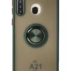 Samsung Galaxy A21 Kılıf Montreal Yüzüklü Silikon Kapak - Yeşil-(5796)