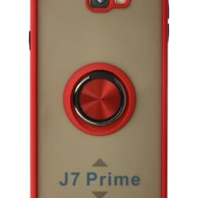 Samsung Galaxy J7 Prime Kılıf Montreal Yüzüklü Silikon Kapak - Kırmızı-(5796)
