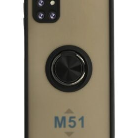 Samsung Galaxy M51 Kılıf Montreal Yüzüklü Silikon Kapak - Siyah-(5796)