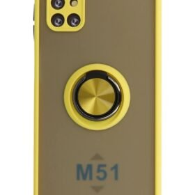 Samsung Galaxy M51 Kılıf Montreal Yüzüklü Silikon Kapak - Sarı-(5796)