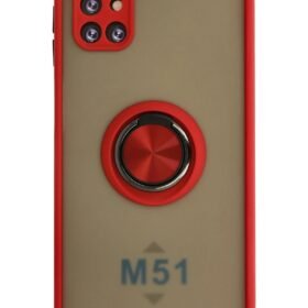 Samsung Galaxy M51 Kılıf Montreal Yüzüklü Silikon Kapak - Kırmızı-(5796)
