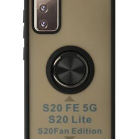 Samsung Galaxy S20 FE Kılıf Montreal Yüzüklü Silikon Kapak - Siyah-(5796)