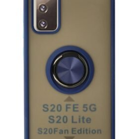 Samsung Galaxy S20 FE Kılıf Montreal Yüzüklü Silikon Kapak - Lacivert-(5796)