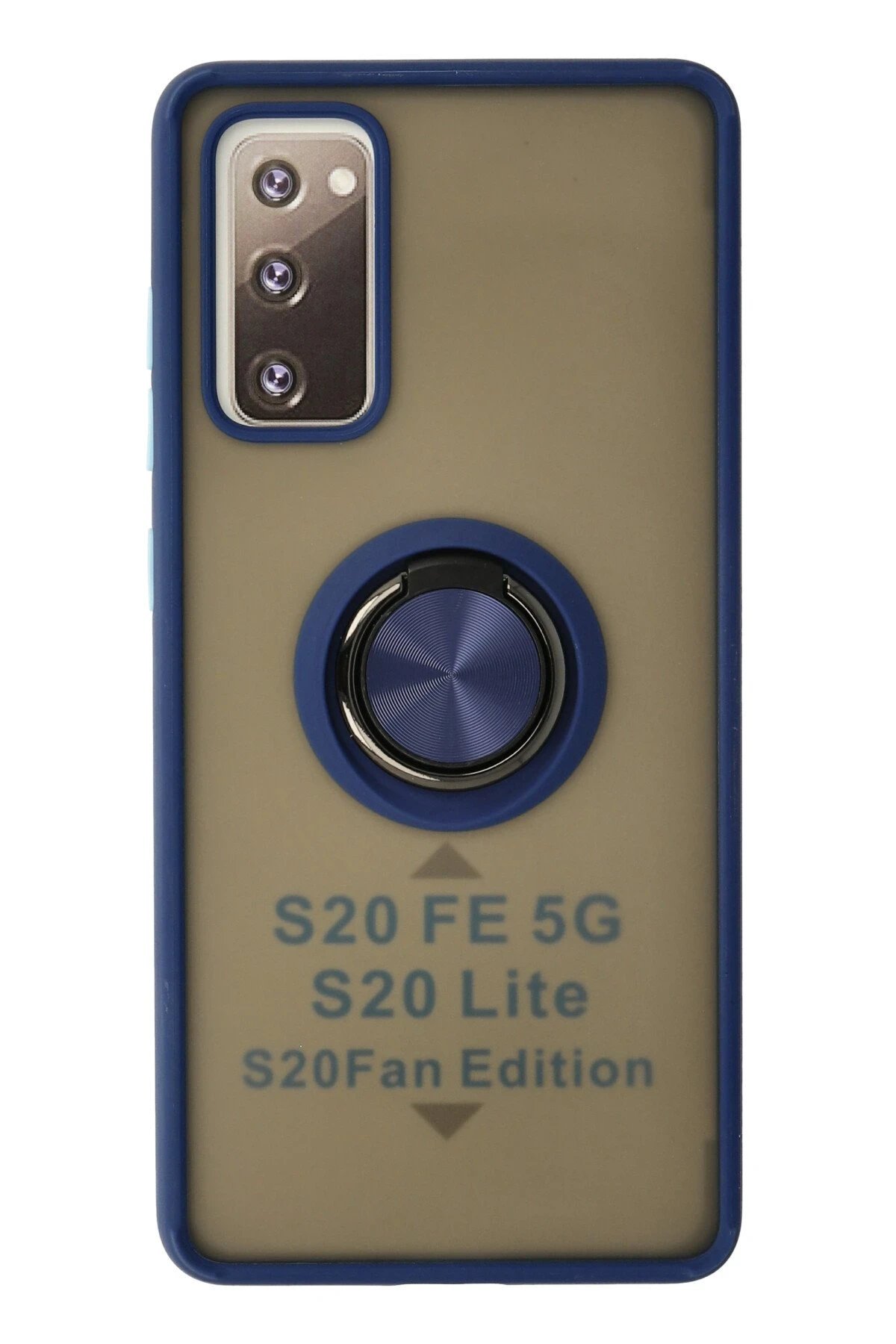 Samsung Galaxy S20 FE Kılıf Montreal Yüzüklü Silikon Kapak - Lacivert-(5796)