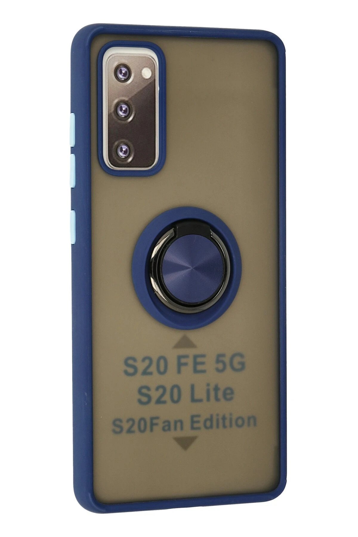 Samsung Galaxy S20 FE Kılıf Montreal Yüzüklü Silikon Kapak - Lacivert-(5796) - Görsel 2