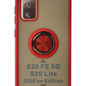 Samsung Galaxy S20 FE Kılıf Montreal Yüzüklü Silikon Kapak - Kırmızı-(5796)
