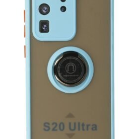 Samsung Galaxy S20 Ultra Kılıf Montreal Yüzüklü Silikon Kapak - Buz Mavi-(5796)