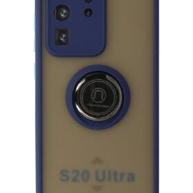 Samsung Galaxy S20 Ultra Kılıf Montreal Yüzüklü Silikon Kapak - Lacivert-(5796)