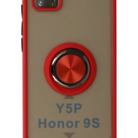 Huawei Y5P Kılıf Montreal Yüzüklü Silikon Kapak - Kırmızı-(5796)