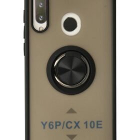 Huawei Y6P Kılıf Montreal Yüzüklü Silikon Kapak - Siyah-(5796)