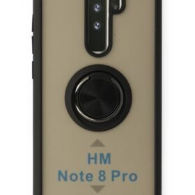 Xiaomi Redmi Note 8 Pro Kılıf Montreal Yüzüklü Silikon Kapak - Siyah-(5796)