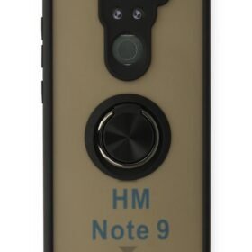 Xiaomi Redmi Note 9 Kılıf Montreal Yüzüklü Silikon Kapak - Siyah-(5796)