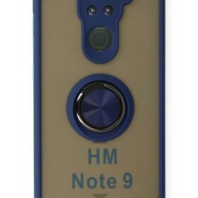 Xiaomi Redmi Note 9 Kılıf Montreal Yüzüklü Silikon Kapak - Lacivert-(5796)