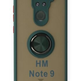 Xiaomi Redmi Note 9 Kılıf Montreal Yüzüklü Silikon Kapak - Yeşil-(5796)
