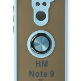 Xiaomi Redmi Note 9 Kılıf Montreal Yüzüklü Silikon Kapak - Buz Mavi-(5796)