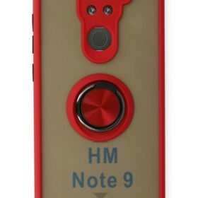 Xiaomi Redmi Note 9 Kılıf Montreal Yüzüklü Silikon Kapak - Kırmızı-(5796)