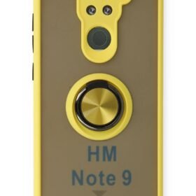 Xiaomi Redmi Note 9 Kılıf Montreal Yüzüklü Silikon Kapak - Sarı-(5796)