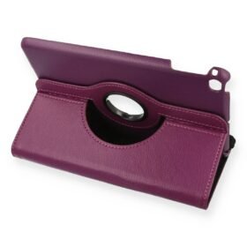 iPad Mini 4 Kılıf 360 Tablet Deri Kılıf - Mürdüm-(5796)