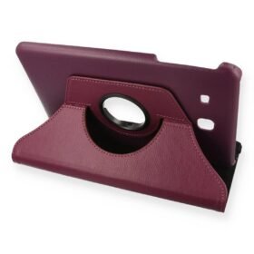 Samsung Galaxy T560 Tab E 9.7 Kılıf 360 Tablet Deri Kılıf - Mürdüm-(5796)