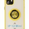 iPhone 12 Kılıf Montreal Yüzüklü Silikon Kapak - Sarı-(5796)