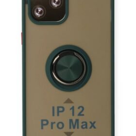 iPhone 12 Pro Kılıf Montreal Yüzüklü Silikon Kapak - Yeşil-(5796)