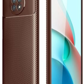 Xiaomi Redmi Note 9 5G Kılıf Auto Focus Karbon Kapak - Kahverengi-(5796)