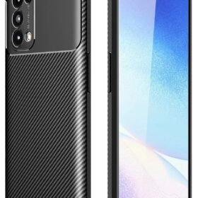 Oppo Reno 5 Kılıf Auto Focus Karbon Kapak - Siyah-(5796)