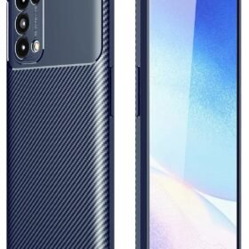 Oppo Reno 5 Kılıf Auto Focus Karbon Kapak - Lacivert-(5796)