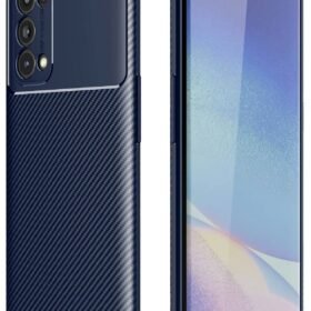 Oppo Reno 5 Pro Kılıf Auto Focus Karbon Kapak - Lacivert-(5796)