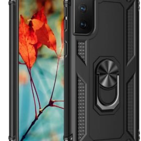 Samsung Galaxy S21 Kılıf Sofya Yüzüklü Silikon Kapak - Siyah-(5796)