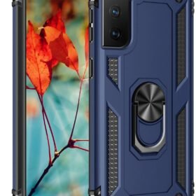 Samsung Galaxy S21 Kılıf Sofya Yüzüklü Silikon Kapak - Lacivert-(5796)