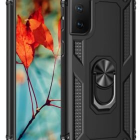 Samsung Galaxy S21 Plus Kılıf Sofya Yüzüklü Silikon Kapak - Siyah-(5796)