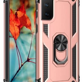 Samsung Galaxy S21 Plus Kılıf Sofya Yüzüklü Silikon Kapak - Rose-(5796)