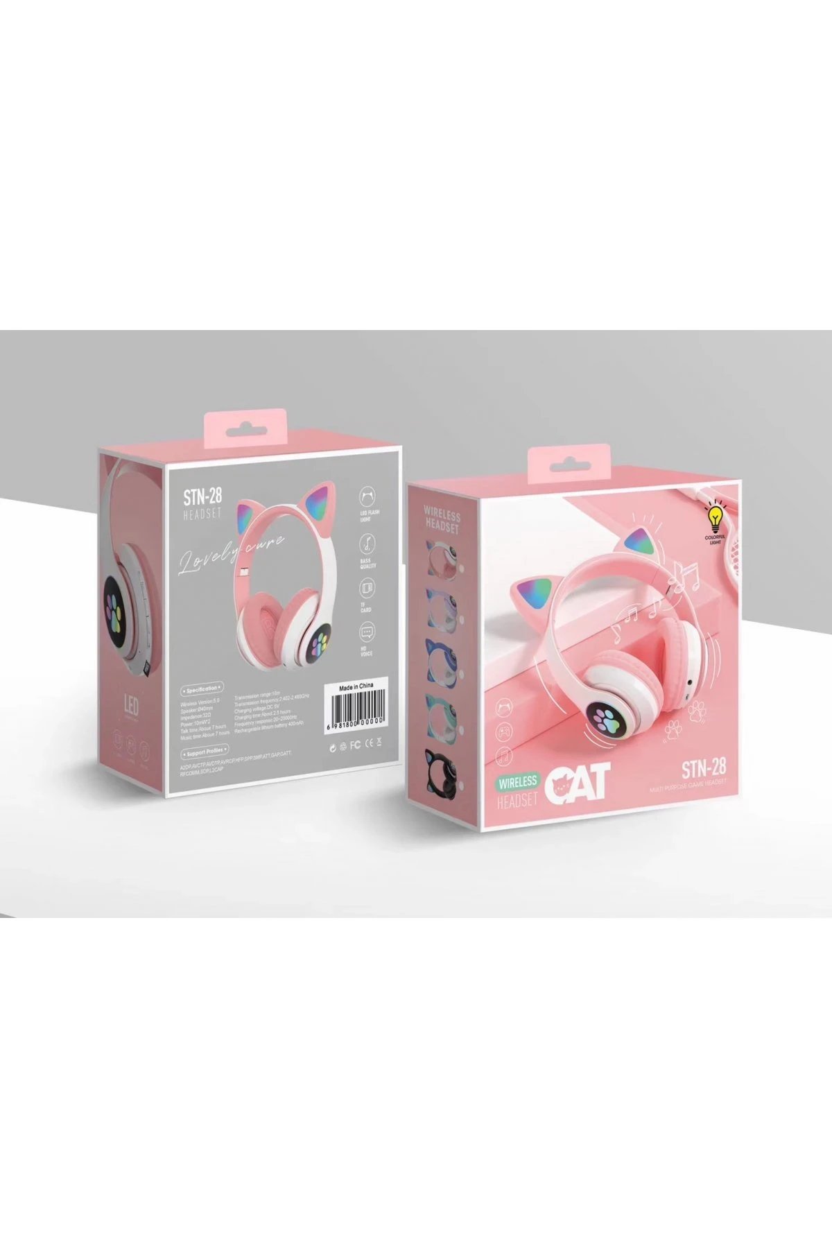 STN28 Kablosuz Kedi Kulaklık - Pembe-(5796) - Görsel 2