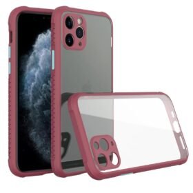iPhone 11 Pro Kılıf Miami Şeffaf Silikon - Fuşya-(5796)