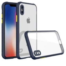 iPhone XS Max Kılıf Miami Şeffaf Silikon - Lacivert-(5796)
