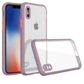 iPhone XS Max Kılıf Miami Şeffaf Silikon - Açık Mor-(5796)