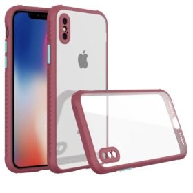 iPhone XS Max Kılıf Miami Şeffaf Silikon - Fuşya-(5796)