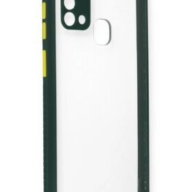 Samsung Galaxy M31 Kılıf Miami Şeffaf Silikon - Koyu Yeşil-(5796)