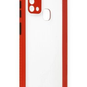 Samsung Galaxy M31 Kılıf Miami Şeffaf Silikon - Kırmızı-(5796)