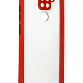 Xiaomi Redmi Note 9 Kılıf Miami Şeffaf Silikon - Kırmızı-(5796)