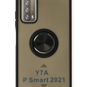Huawei P Smart 2021 Kılıf Montreal Yüzüklü Silikon Kapak - Siyah-(5796)