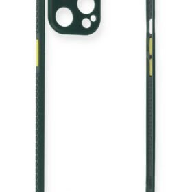 iPhone 12 Pro Kılıf Miami Şeffaf Silikon - Koyu Yeşil-(5796)