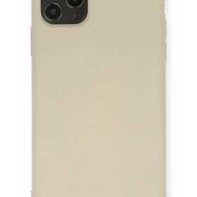 iPhone 11 Pro Max Kılıf Nano içi Kadife Silikon - Bej-(5796)