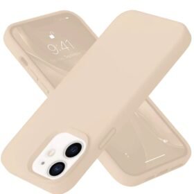 iPhone 12 Kılıf Nano içi Kadife Silikon - Pudra-(5796)