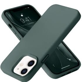 iPhone 12 Kılıf Nano içi Kadife Silikon - Koyu Yeşil-(5796)