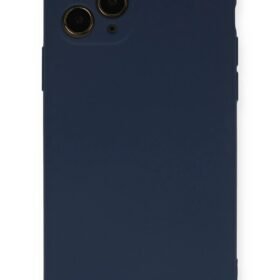 iPhone 11 Pro Kılıf Nano içi Kadife Silikon - Lacivert-(5796)