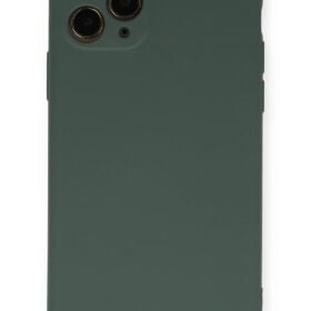 iPhone 11 Pro Kılıf Nano içi Kadife Silikon - Koyu Yeşil-(5796)