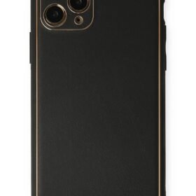 iPhone 11 Pro Max Kılıf Coco Deri Silikon Kapak - Siyah-(5796)